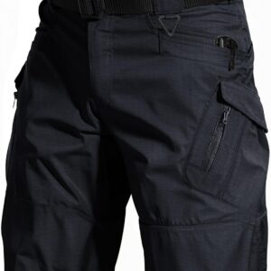 Men's Hiking Shorts Waterproof Tactical Cargo Short Pants Quick Dry Work Shorts with Multi Pockets(No Belt)